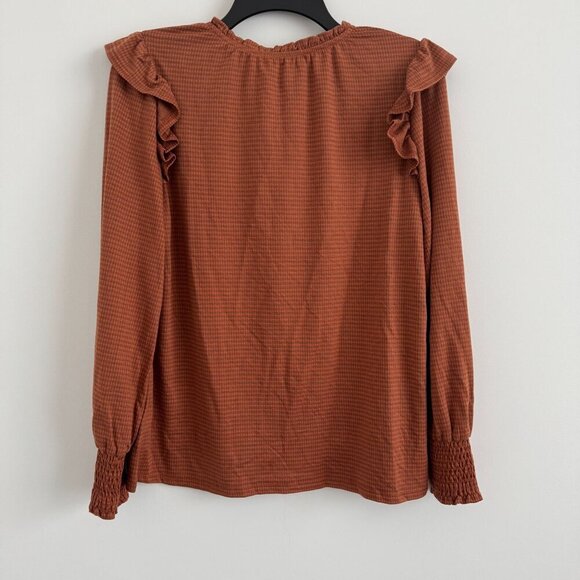 Kaileigh Women Long Sleeve Ruffle With Smocked Cuffs Blouse Top Size M - Picture 2 of 9